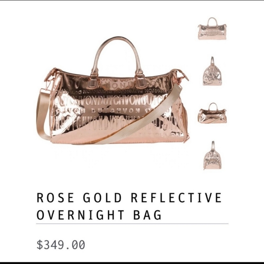 Rose Gold Von Dutch Monogram Reflective Overnight Bag